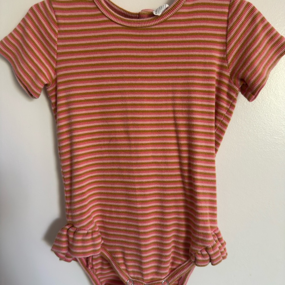 Kate Quinn Pink and Orange Striped Bodysuit